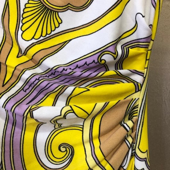 Taylor Yellow and Purple Drape Neck Dress - Picture 5 of 6